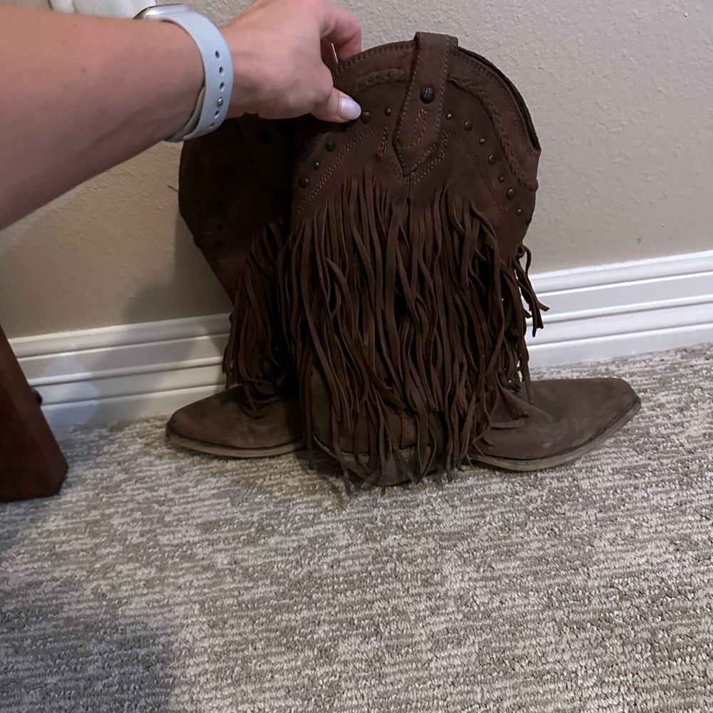 Liberty black fringe boots